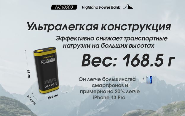 2в1 - Внешнее зарядное устройство Power Bank + фонарик Nitecore NC10000 (QC 3.0, 10000mAh)