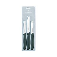 Набір кухонних ножів Victorinox Swissclassic (лезо: 80/80/100мм), чорний, блістер 6.7113.3