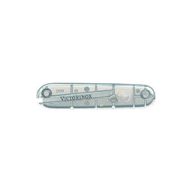 Накладка на ручку ножа with Logo Victorinox (91мм), передняя, прозрачная серебристая C3607.T3