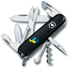 Складной нож Victorinox CLIMBER UKRAINE 91мм/14функ/черн /штоп/ножн/крюк /Голубь мира син-желт. Vx13703.3_T1036u