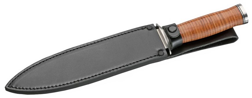 Ніж Boker Magnum Classic Dagger, сталь - 440A, руків’я - шкіра, довжина клинка - 210 мм, довжина загальна - 334 мм, звичайна різальна кромка, піхви - шкіра