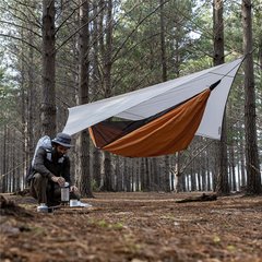 Гамак одномісний із маскитною сіткою та тентом Naturehike Shelter camping NH20ZP092, 75D pongee, оранжевий