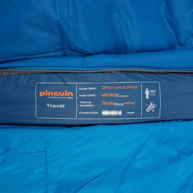 Спальний мішок Pinguin Travel (13/9°C), 190 см Right Zip, Blue (PNG 241457)
