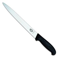 Нож бытовой, кухонный Victorinox Fibrox Slicing с серрейт. лезвием (лезвие: 250мм), черный 5.4433.25