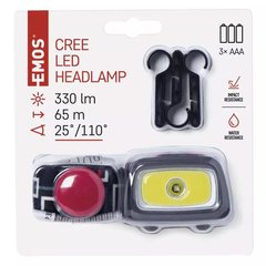 3в1 - Фонарь налобный + маяк + свисток Emos P3531 (LED + COB, 330 люмен, 7 режимов, 3xAAA+1хCR2032)