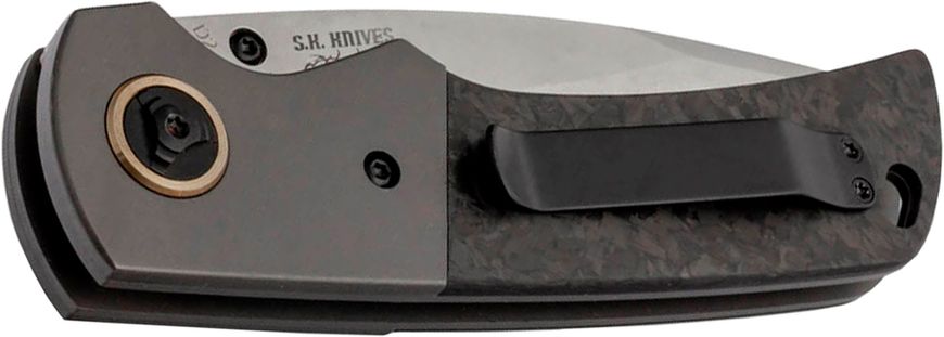 Нож Boker Plus Gulo Pro Marble CF, сталь - D2, рукоятка - углеродное волокно и титан, длина клинка - 84 мм, длина общая - 192 мм, клипса, обычная режущая кромка