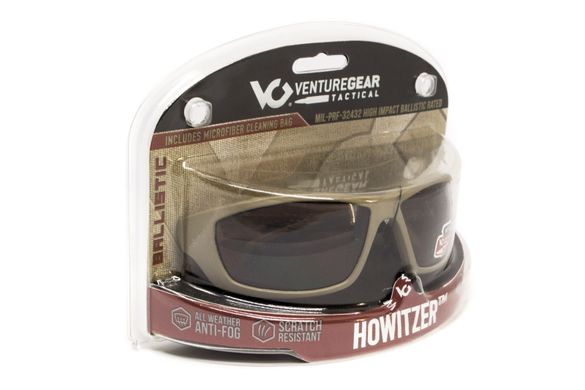 Захисні окуляри Venture Gear Tactical Howitzer Black (bronze) Anti-Fog, коричневі в чорній оправі