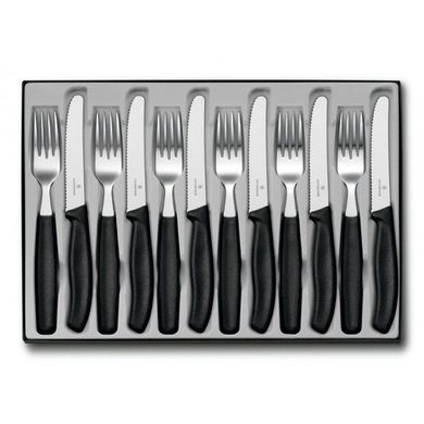Набір кухонний Victorinox SwissClassic Table Set (6 ножів, 6 виделок), чорний 6.7833.12