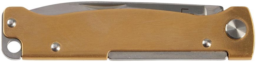 Ніж Boker Plus Atlas Brass, сталь - 12C27, руків’я - латунь, довжина клинка - 70 мм, довжина загальна - 166 мм