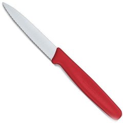 Нож бытовой, кухонный Victorinox Paring с серрейт. лезвием (лезвие: 80мм), красный 5.0631