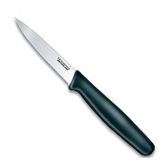 Нож бытовой, кухонный Victorinox Paring с серрейт. лезвием (лезвие: 80мм), черный 5.3033