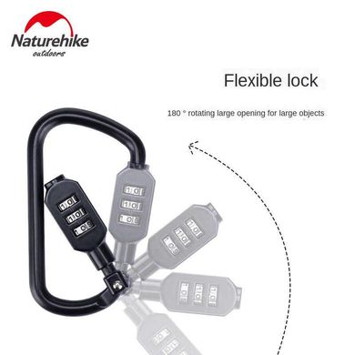 Карабін-замок з кодом Travel D-type lock S-9D NH20GS001 black 6927595742716