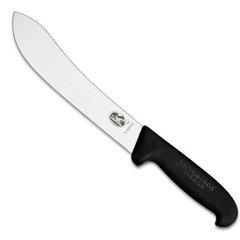 Нож бытовой, кухонный Victorinox Fibrox Butcher (лезвие:200мм), черный 5.7403.20