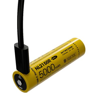 Акумулятор літієвий Li-Ion 21700 Nitecore NL2150R 3.6V (5000mAh, USB Type-C), захищений
