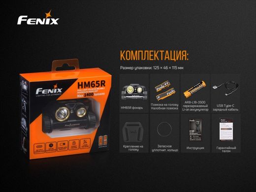 Фонакс лобовий Fenix HM65R + Фонар універсальний Fenix E-LITE